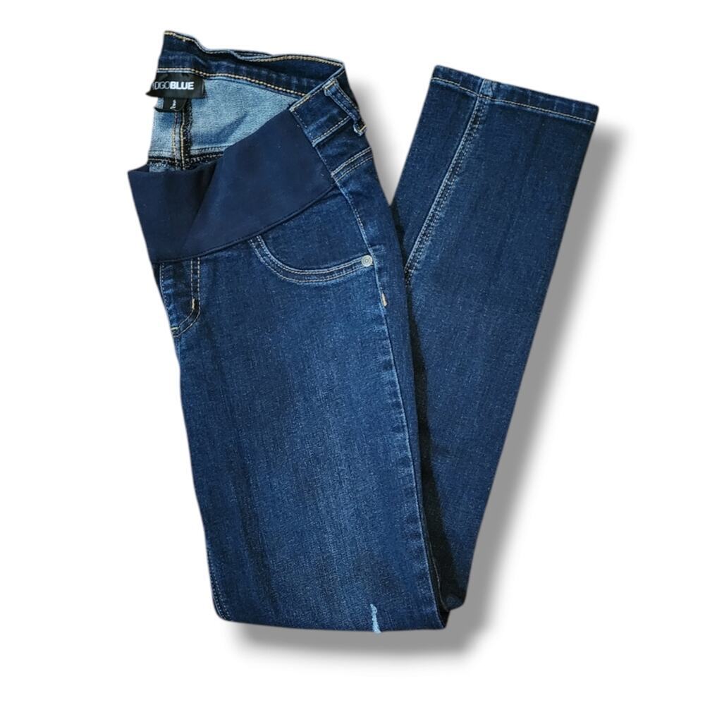 Indigo Blue Dark Wash Skinny Maternity Jeans